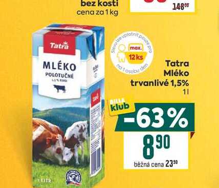 Tatra Mléko trvanlivé 1,5% 1l