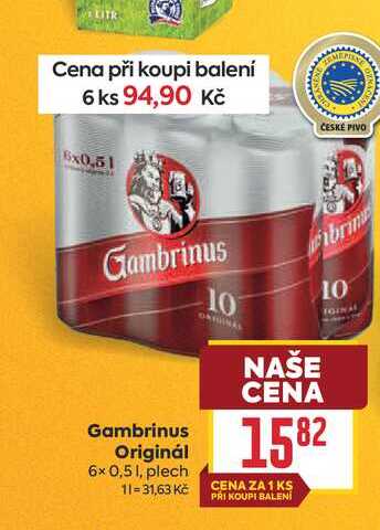 Gambrinus Originál 6x0,51, plech 