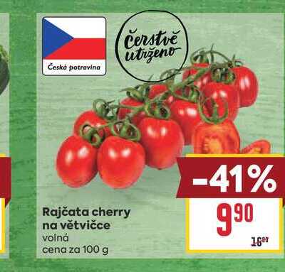 Rajčata cherry na větvičce volná cena za 100 g 