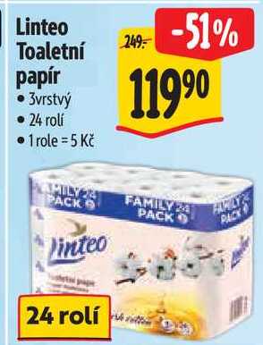 Linteo Toaletní papír, 24 rolí