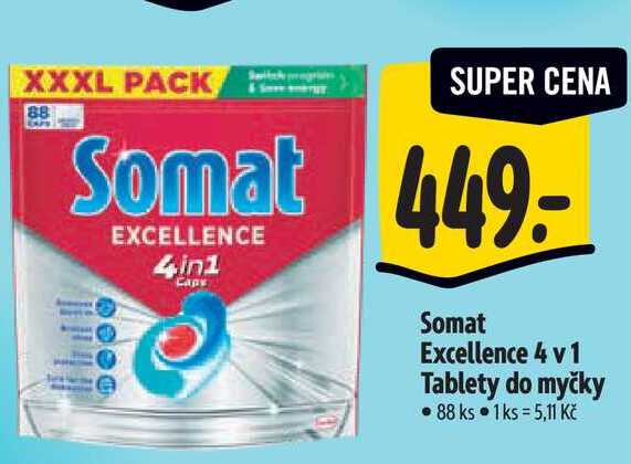 Somat Excellence 4 v 1 Tablety do myčky, 88 ks Albert