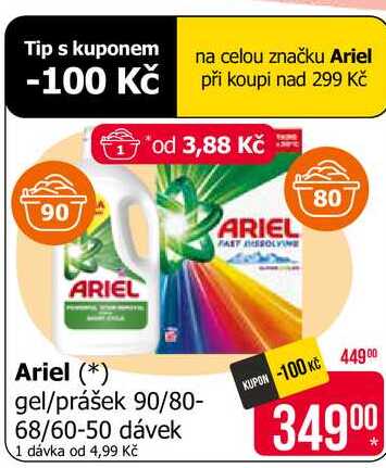 Ariel gel/prášek 90/80- 68/60-50 dávek Teta drogerie