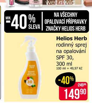 Helios Herb rodinný sprej na opalování SPF 30, 300 ml Teta drogerie