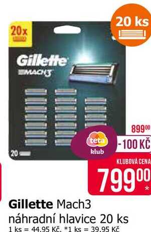 Gillette Mach3 náhradní hlavice 20 ks 