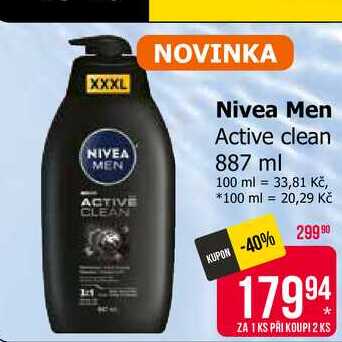 Nivea Men Active clean 887 ml Teta drogerie