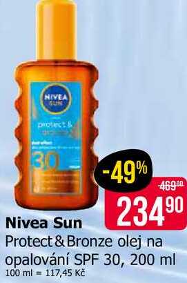 Nivea Sun Protect & Bronze olej na opalování SPF 30, 200 ml Teta drogerie