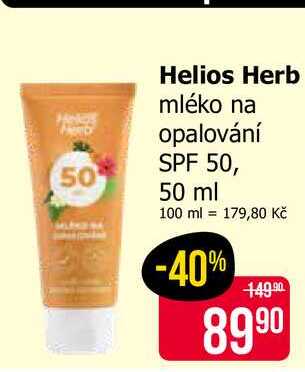 Helios Herb mléko na opalování SPF 50, 50 ml 