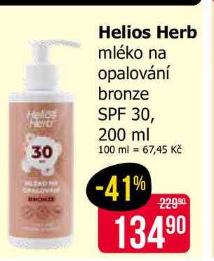 Helios Herb mléko na opalování bronze SPF 30, 200 ml Teta drogerie