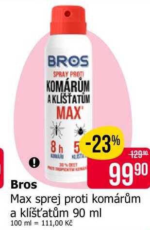 Bros Max sprej proti komárům a klíšťatům 90 ml Teta drogerie