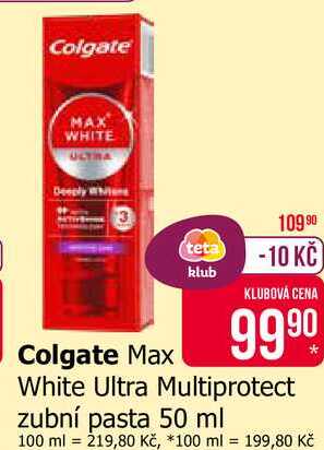 Colgate Max White Ultra Multiprotect zubní pasta 50 ml Teta drogerie