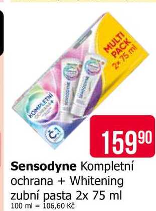 Sensodyne Kompletní ochrana + Whitening zubní pasta 2x 75 ml Teta drogerie