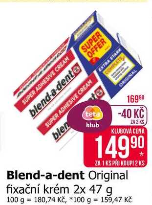 Blend-a-dent Original fixační krém 2x 47 g Teta drogerie