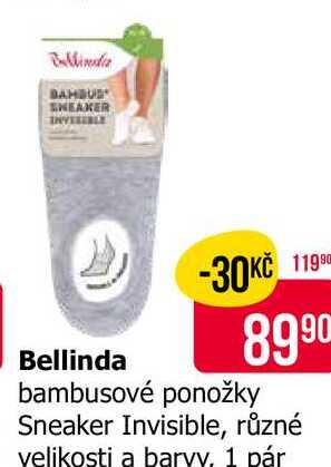 Bellinda bambusové ponožky Sneaker Invisible, různé velikosti a barvy, 1 pár 