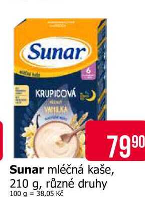 Sunar mléčná kaše, 210 g, různé druhy Teta drogerie
