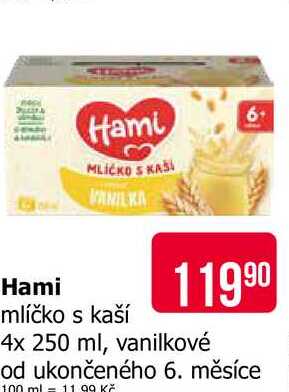 Hami Mlíčko s kaší 4x250g,vybrané druhy Teta drogerie