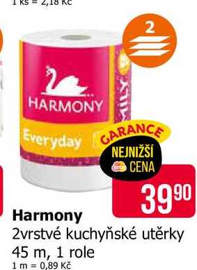 Harmony 2vrstvé kuchyňské utěrky 45 m, 1 role Teta drogerie