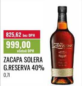 ZACAPA SOLERA G.RESERVA 40% 0,71  