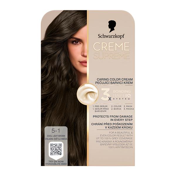 Schwarzkopf Creme Supreme Barva na vlasy 5-1 Chladná světlá hnědá Košík.cz