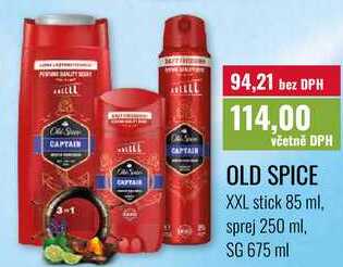 OLD SPICE XXL stick 85 ml, sprej 250 ml, SG 675 ml Ratio