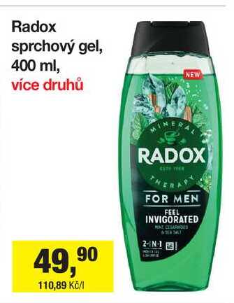 Radox sprchový gel, 400 ml Šlak