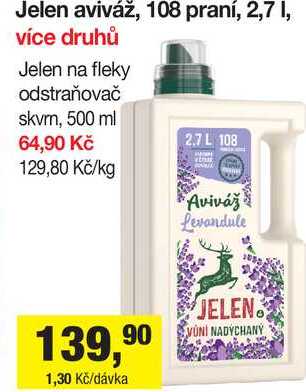 Jelen aviváž, 108 praní, 2,7 1