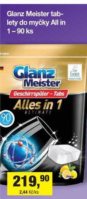 Glanz Meister tablety do myčky All in 1 90 ks Šlak