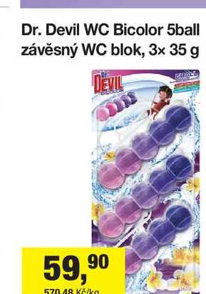 Dr. Devil WC Bicolor 5ball závěsný WC blok, 3x 35 g Šlak