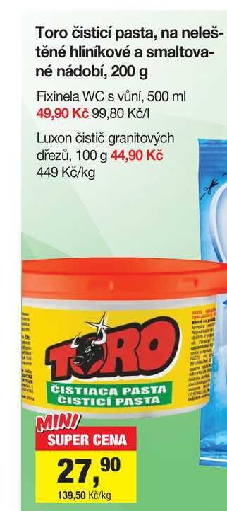 Toro čisticí pasta, na neleštěné hliníkové a smaltované nádobí, 200 g