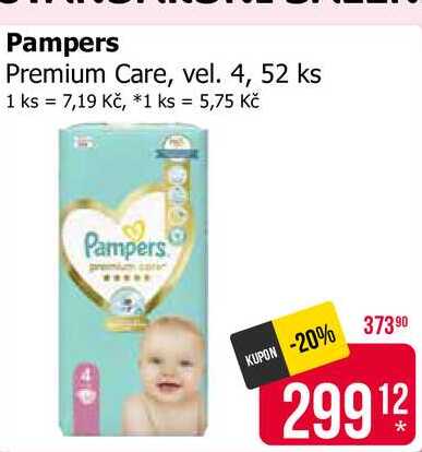 Pampers Premium Care, vel. 4, 52 ks