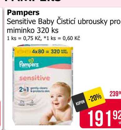 Pampers Sensitive Baby Čisticí ubrousky pro miminko 320 ks Teta drogerie