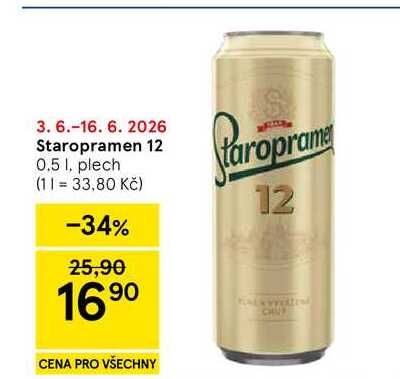 Staropramen 12, 0.5 l, plech 