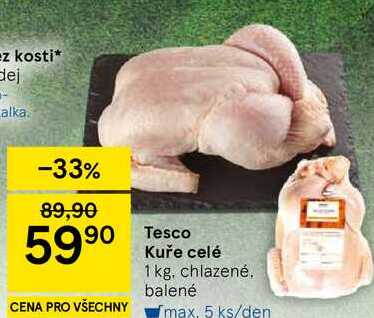 Tesco Kuře celé, 1 kg. chlazené
