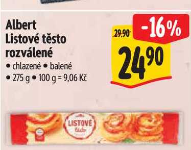Albert Listové těsto rozválené 275 g