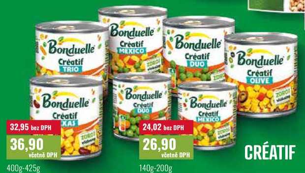 Bonduelle Créatif zeleninová směs v mírně slaném nálevu 400g, vybrané druhy