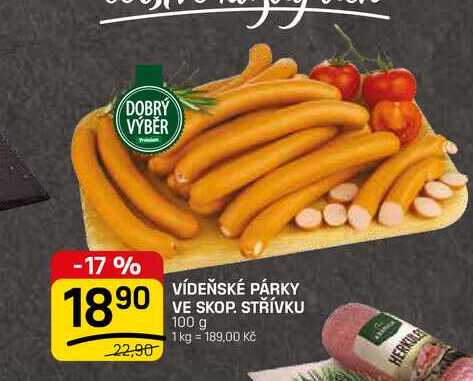 VÍDEŇSKÉ PÁRKY VE SKOP. STŘÍVKU 100 g
