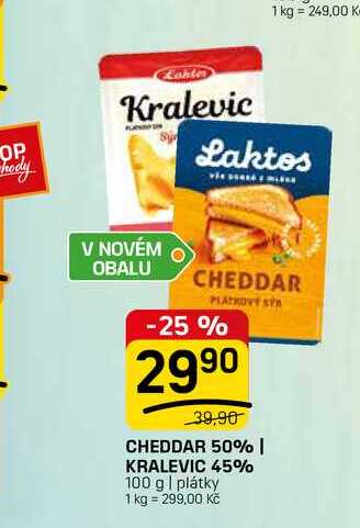 CHEDDAR 50% | KRALEVIC 45% 100 g | plátky