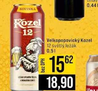 Velkopopovický Kozel 12 světlý ležák 0.5l