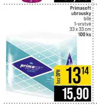 Primasoft ubrousky bílé 1-vrstvé 33 x 33 cm 100 ks JIP