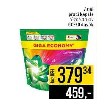 Ariel prací kapsle různé druhy 60-70 dávek