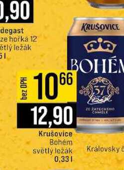 Krušovice Bohém světlý ležák 0,33l