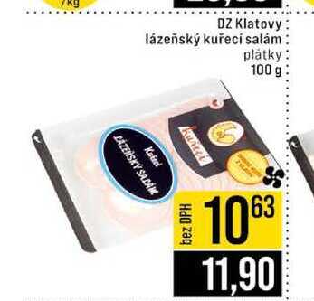 DZ Klatovy lázeňský kuřecí salám plátky 100 g