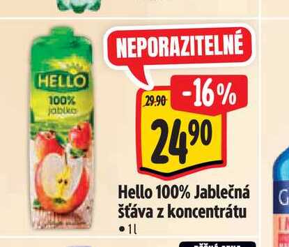   Hello 100% Jablečná šťáva z koncentrátu 1 l