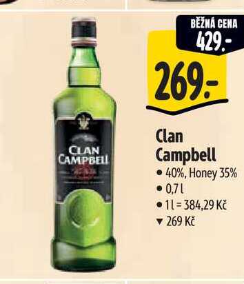Clan Campbell 40%, Honey 35% 0,7 l