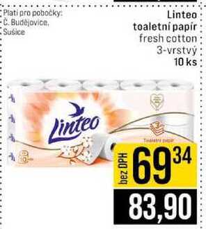 Linteo toaletní papír fresh cotton 3-vrstvý 10 ks