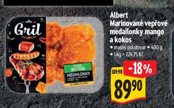  Albert Marinované vepřové medailonky mango a kokos  400 g