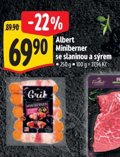 Albert Miniberner se slaninou a sýrem 250 g