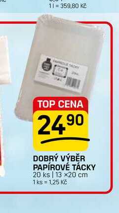 DOBRÝ VÝBĚR PAPÍROVÉ TÁCKY 20 ks 13 x20 cm FLOP TOP