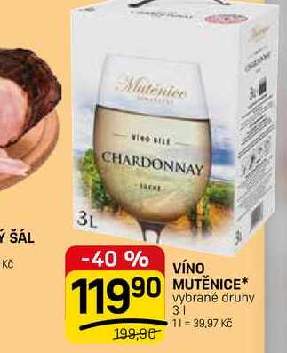 VÍNO MUTĚNICE* vybrané druhy 3l