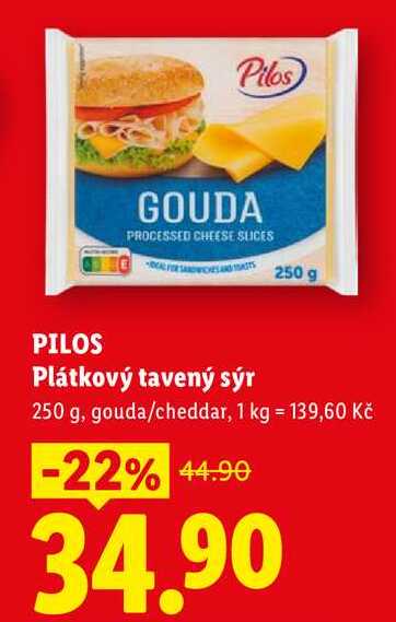 PILOS Plátkový tavený sýr, 250 g
