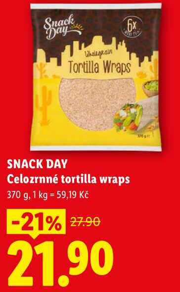 SNACK DAY Celozrnné tortilla wraps, 370 g